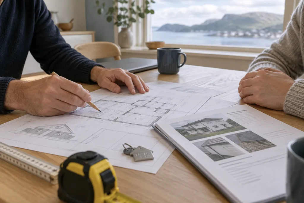 Illustratión av ráðgeving og gjøgnumgongd av tekningum